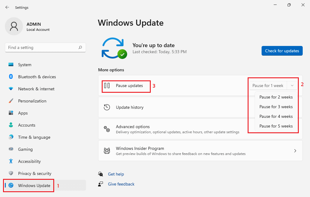 Tắt cập nhật tự động trên Windows 11