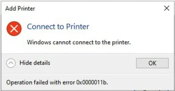 Lỗi 0x0000011b khi chia sẻ máy in trên windows 10