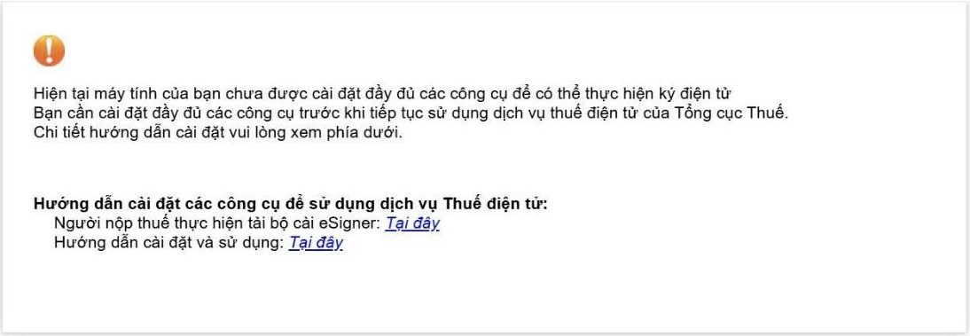 Lỗi “Hiện tại máy tính của bạn chưa được cài đặt đầy đủ các công cụ…” trên trang dichvucong.gdt.gov.vn